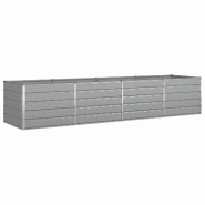 Helloshop26 - Jardinière design moderne extérieure 195 x 100 x 45 cm espace généreux look industriel en acier galvanisé gris clair 02_0059212 - g
