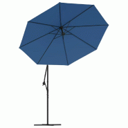 Helloshop26 - Parasol mobilier de jardin déporté à led et mât en acier 300 cm azuré 02_0008577 - métal 3000457647763