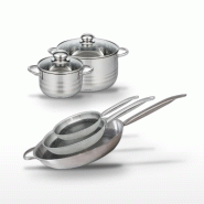 Lot 3 Poêles 24/28/32cm & 2 Faitouts 16/24cm Elo Relief Solution - gris 3176239942026