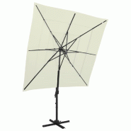 Parasol de jardin à 4 niveaux avec mât en aluminium sable Modèle Atlas Nova Pro - 313820