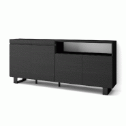 SKRAUT HOME Buffet salon et cuisine, 200x87x35cm, 4 Portes, Design industriel, Noir - noir Bois manufacturé 64_14