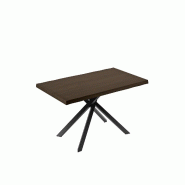 Stones Table extensible Ares avec plateau en pierre frittée effet marbre blanc Sahara et pieds en métal peint en blanc - 140/200 cm - noir multi-mat