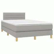 Décoshop26 - Cadre de lit LED avec sommier tête de lit matelas surmatelas 120x200 cm tissu gris clair TDL0207889 - gris 3001242488004