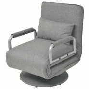 Décoshop26 - Fauteuil lounge convertible design et moderne pivotant canapé-lit en tissu gris clair DEC028661 - gris 3000256988944