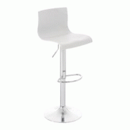 Décoshop26 - Tabouret de bar avec repose-pieds pivotant dossier incurvé en plastique blanc et métal chromé 10_0004936 - blanc 3000252366661 Décoshop26 - Tabouret de bar avec repose-pieds pivotant dossier incurvé en plastique blanc et métal chromé 10_0004936 - blanc 3000252366661