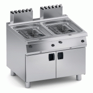 Friteuse gaz 2 cuves 12 + 12 L, structure inox, 24 kW, thermostat sécurité, robinet huile, 80×70×85 cm - 4737