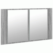 Helloshop26 - Armoire à miroir LED moderne style scandinave salle de bain 80 x 12 x 45 cm en bois d'ingénierie gris 02_0049283 - gris Bois massif 30
