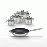 Lot Poêle 32cm & 4 Faitouts 12/14/16/20cm Elo Profi Therm Platinum - gris inox 3176239989632