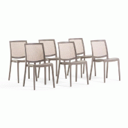 RATTATAN Lot de 6 chaises empilables en polypropylène, pieds antidérapants, ergonomiques, pour salle à manger, jardin, terrasse, bars, restaurants�