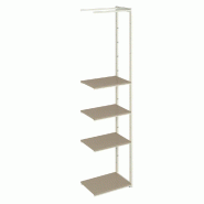 Suite structure Cage blanc 58x40x240cm 4 tablettes taupe
