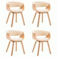 VidaXL Chaises à manger lot de 4 crème bois courbé et similicuir Modèle Isara - 278731
