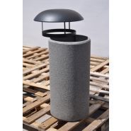 378n - Poubelle publique béton préfabriqué - Magourban - 120 L - finition à l'échelle_1