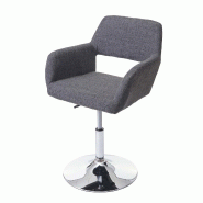 Décoshop26 - Chaise à manger cuisine bureau design rétro chic en tissu gris pied chromé 04_0002174 - 3000255032693
