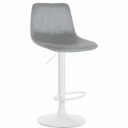 Décoshop26 - Tabouret de bar x1 repose-pieds en métal blanc confortable en forme d'arc assise en velours gris 10_0004786 - blanc 3000252287607 Décoshop26 - Tabouret de bar x1 repose-pieds en métal blanc confortable en forme d'arc assise en velours gris 10_0004786 - blanc 3000252287607