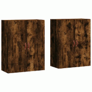 Helloshop26 - Lot de 2 armoires murales élégantes design pratique rangement 69,5 x 34 x 90 cm en bois d'ingénierie chêne fumé 02_0055346 - Bois m