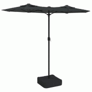 Helloshop26 - Parasol de jardin double tête avec éclairage LED 316 x 145 cm ambiance cosy design moderne en polyester anthracite 02_0047394 - polyes