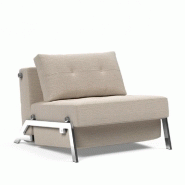 INNOVATION LIVING  FAUTEUIL DESIGN SOFABED CUBED 02 CHROME BLIDA SAND GREY CONVERTIBLE LIT 200*90 CM