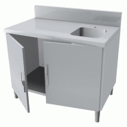 ITALCONCEPT L2G Meuble Plonge,Dessus Inox, 2P.Coulissantes + 1 Bac 850mm x 2000mm x 800 mm - 3616350082022