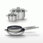 Lot 2 Poêles 28/32cm & 2 Faitouts 14/24cm Elo Profi Therm Platinum - gris inox 3176239970425
