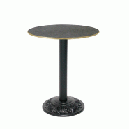 RestooTab - Table Versailles Ø60cm décor marquina chants couleur laiton - noir fonte TB-VRS-R60M-MARQ-LAI