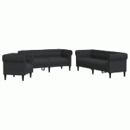 VidaXL Ensemble de canapés 3 pcs noir tissu Modèle Kervelisse - 3209193