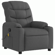 VidaXL Fauteuil de massage inclinable Gris foncé Tissu Modèle Estiora - 8721012371149