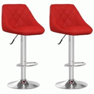 VidaXL Tabourets De Bar Lot De 2 Rouge Bordeaux Similicuir - rouge 335185 VidaXL Tabourets De Bar Lot De 2 Rouge Bordeaux Similicuir - rouge 335185