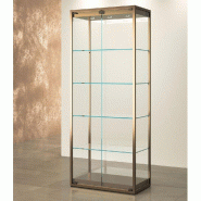 Vitrine T-Métal colonne 75x45xH190cm 3 spots LED - bronze