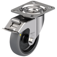Roulette pivotante/frein de 100 mm en acier inoxydable avec disque gris conducteur d'électricité Roulette pivotante/frein de 100 mm en acier inoxydable avec disque gris conducteur d'électricité