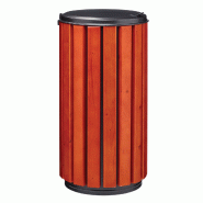 Corbeille ZENOPROTEC 80 Litres à poser ou fixer - Bois / Gris_0