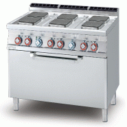 Cuisinière électrique 6 plaques carrées avec four électrique statique. Structure en acier inoxydable. Dimensions 120x70,5 h90 cm. Modèle CFQ6-712