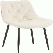 Décoshop26 - Chaise de salle à manger x1 assise et dossier capitonné en velours crème et métal noir 10_0007236 - beige métal 3000266008724 Décoshop26 - Chaise de salle à manger x1 assise et dossier capitonné en velours crème et métal noir 10_0007236 - beige métal 3000266008724