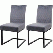 Décoshop26 - Ensemble de 2 chaises de salle à manger chaise visiteur en acier design moderne velours thermolaqué gris CDS04488 - gris 3000403869607 Décoshop26 - Ensemble de 2 chaises de salle à manger chaise visiteur en acier design moderne velours thermolaqué gris CDS04488 - gris 3000403869607