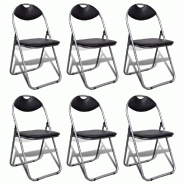 Décoshop26 - Lot de 6 chaises de cuisine bureau réunion pliables structure légère en PVC et acier noir DEC026290 - noir acier 3000255735051