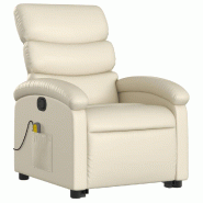 Fauteuil inclinable de massage Crème Similicuir Modèle Werderora - 8721012165366