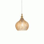 Gea Luce Lampe À Suspension Cleofe S/11 Ambre - Structure Métal Laiton Avec Verre Transparent 1Xe27 Max 60W Ip20 - Gealuce - orange CLEOFE S/11 - AM