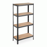 Helloshop26 - Étagère de stockage lourde garage 157 x 80 x 41 cm capacité 280 kg finitions résistantes en acier noir 13_0010052 - noir Bois manufa