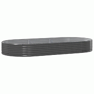 Helloshop26 - Lot de 2 jardinières surélevées ovales pour jardin terrasse 296 x 140 x 36 cm en acier galvanisé anthracite 02_0046585 - acier 30002