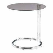 Helloshop26 - Table d'appoint verre trempé 46 x 45 cm verre bronze chrome 03_0010978 - verre 3000225510336