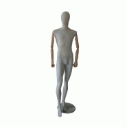 Mannequin Couture Homme Écru Tête Abstraite Bras Articulés Bois Naturel H185cm