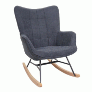 Mendler Fauteuil à bascule HWC-K36, fauteuil oscillant Fauteuil relax Fauteuil TV, tissu/textile ÖKO-TEX ~ anthracite - noir textile 89752