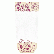 Sachet confiseur imprimé volute violette 12 x 26 cm avec fond carton - par 100