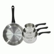 Set poêle 28 cm et 3 casseroles 12 16 et 20 cm en inox Fackelmann Geneva - gris inox 3176239944365
