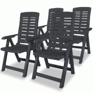 VidaXL Chaises Inclinables De Jardin Lot De 4 Plastique Anthracite - gris 275071