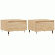 VidaXL Tables basses 2 pcs chêne sonoma 50x46x35 cm bois d'ingénierie Modèle Nova Métal - 830851