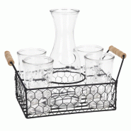 WellHome - Lot de 4 verres de 450 ml avec carafe en verre de 1 L - transparent verre WH14609