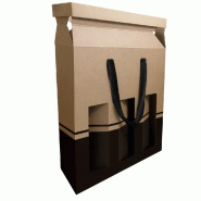 Coffret kraft 3 bouteilles Pop up 27x9,5X34 cm - par 10