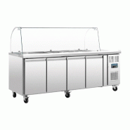 Comptoir de préparation réfrigéré GN avec pare-haleine Série U 4 portes CT395 Polar_0