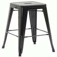 Décoshop26 - Tabouret de bar chaise haute de comptoir style industriel en métal noir 10_0000144 - noir métal 3000875369605