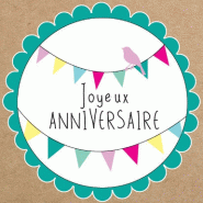 Étiquettes cadeaux adhésives 'Joyeux anniversaire' 35x35mm - Brun et multicolore - par 500